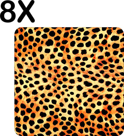 Luxe Placemat - Panter Print - Patroon - Set van 8 Placemats - 50x50 cm - 2 mm dik Vinyl - Anti Slip - Afneembaar