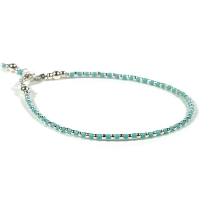Heaven Eleven - dames - Enkelbandjes - zilver - 925 - turkoois - 1mm - 25cm