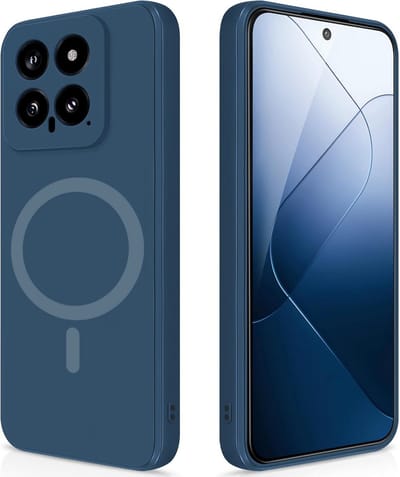 Stravo Hoesje Geschikt voor Xiaomi 14 – Siliconen Cover Hoes met MagSafe – Slank & Lichtgewicht – Schokbestendig – Anti-Fingerprint – Siliconen Case voor Xiaomi 14 - Blauw