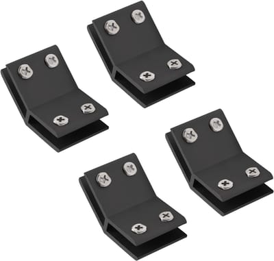 Dailygoods- Glasklem 4 Stuks - Verstelbare Zwarte Aluminiumlegering - Dubbelzijdige Steunbeugel - 135 Graden - Antislip en Schokbestendig - Glasklemmen