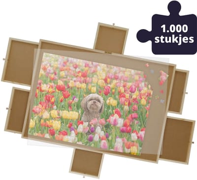 Puzzelplaat voor 1000 Puzzelstukjes met 6 Lades – Puzzelmat met Opbergsysteem -– Puzzelbord van Hout – Puzzeltafel inclusief Afdekplaat - BREND BR-2216