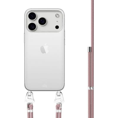xoxo Wildhearts siliconen hoesje - Geschikt voor iPhone 17 Pro Max - Pink Vibes - Telefoonhoesje - Hoesje met koord - telefoonkoord - Transparant hoesje - In lengte verstelbaar - Roze koord