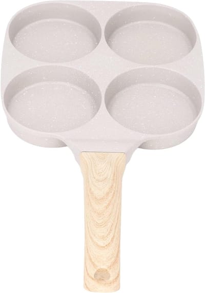 Pannenkoekenpan met 4 gaten - Omelet pan - Ontbijt maken - Gelijkmatige verwarming - 3 Koppen capaciteit - Zwart