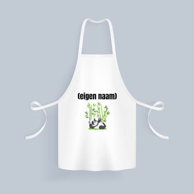 Akyol - liggende panda en bamboe met eigen naam Keukenschort - Panda - panda liefhebbers - iemand die houdt van panda's - verjaardag - cadeau - kado - 82 bij 71 cm