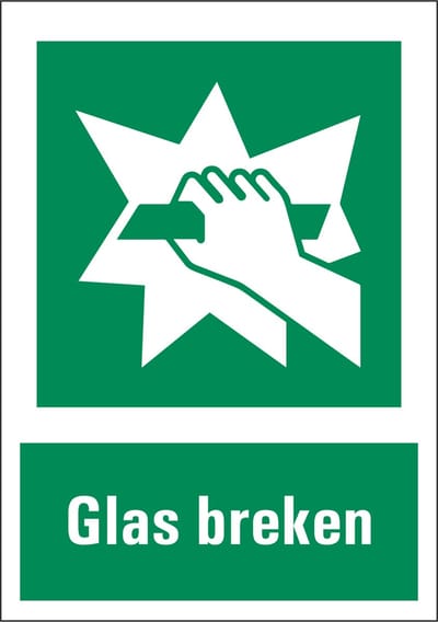 Glas breken sticker met tekst 210 x 297 mm