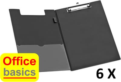 6 x Klembordmap Office Basics – A4+ - PVC – zwart
