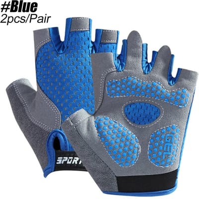 Gants Enfant Mi-Doigts Sports d'Extérieur Enfants Vélo Garçons Filles Protection Antidérapant Respirant Fins Gants Printemps Été Qualité Professionnelle M bleu