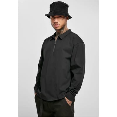 Urban Classics Longsleeve shirt -4XL- Organic Heavy Collar Zwart