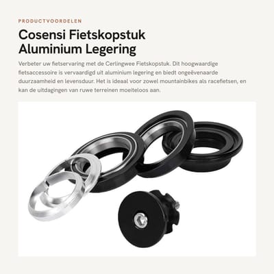 Dailygoods - Fietskopstuk - Aluminium Legering - Duurzaam en Waterdicht - 44mm - Fietsaccessoire - Voor fietsen - Zilver