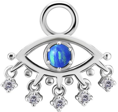 Crazy Needles Serie - Zilveren Charms - Blauw Oog van de Profeet - Witte Zirconia