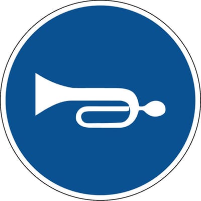 Waarschuwen verplicht sticker 150 mm