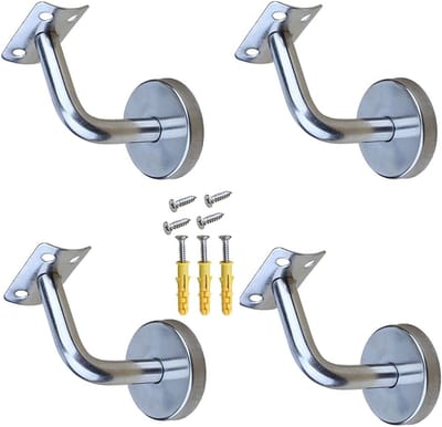 4pcs handrail holder - RVS handrail brackets - support muurbevestigde handrail rail brackets voor trappen - bannister handrail - geschikt voor binnen- en buitenhandrails - leuningen trappen