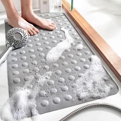 Badkamer Vloermat - Douchemat Antislip - Veilig Douchen - Hoge Dichtheid Rubber - 40 x 70 cm - Grijs