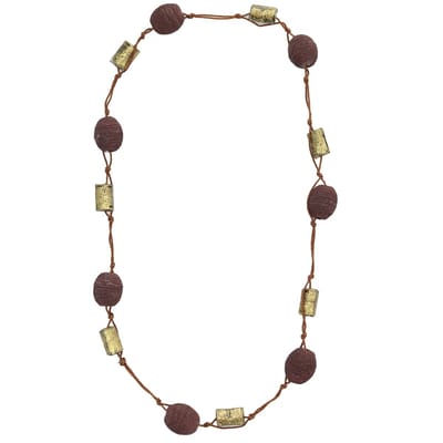 Behave – Handgeknoopte damesketting – Boho look – Hout touw goudkleur
