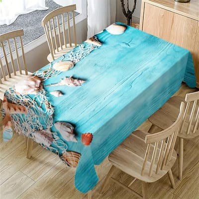 Couronne de fleurs du Jour de l'Indépendance Nappe rectangulaire imperméable Fleur étoile rouge bleue Drapeau USA Housse de table pour dîner cuisine 90x140cm