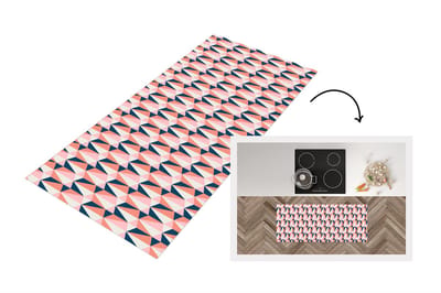 Keukenloper 120x50 cm - Keukenmat vinyl Retro - Patronen - Driehoek - Keukenmatten loper - Keuken vloerkleed tapijt