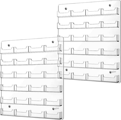 2 Stuks Verticale Acryl Visitekaarthouder Display Stand voor Bureau en Kantoor