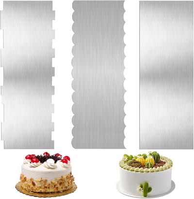 3-delige Taartschraper Set RVS – Taartspatel, Gladder & Decoratiekam voor Glazuur en Mousse