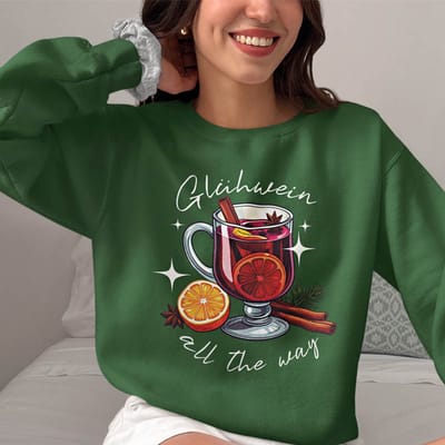 Dames Foute Kerst Trui Groen Glühwein All The Way XS - Uniseks Pasvorm - Kerstkleding Voor Dames & Heren