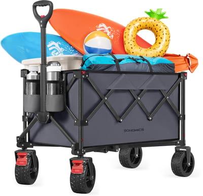 SONGMICS - Bolderkar - Bolderkar Opvouwbaar - 150 L Capaciteit - Draagvermogen tot 150 kg - Met 4 Afneembare Wielen