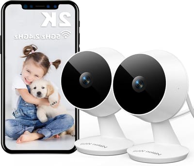 Beveiligingscamera Binnen Buiten - WLAN Camera - Huis Dieren Baby - 2K 3MP Nachtzicht - 10m Bereik - Wit