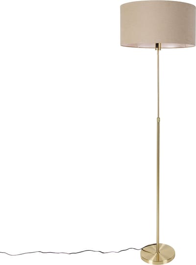 QAZQA parte stof - Design Vloerlamp | Staande Lamp met kap - 1 lichts - H 173 cm - Goud/messing - Woonkamer | Slaapkamer | Keuken