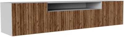 TV-kast Mio, woonwand, lowboard, tv-standaard, woonwand, woonkamer, tv-board, woonkamermeubels, televisie, highboard, TV-kast, tv-lowboard, 200 cm, 3 deuren, wit, bruin