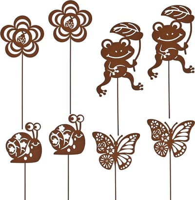 Tuinstekers Metaal - Roest Decoratie Set - Tuin Aankleden - Origineel Design Dieren - 25 cm - Roestkleur