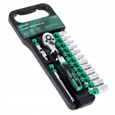 15-delige 1/4" doppenset met ratel van CrV-staal