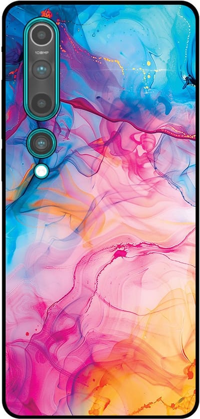 Smartphonica Telefoonhoesje Geschikt voor Xiaomi Mi 10 / 10 Pro met Regenboog Acryl Marmer Opdruk - TPU Backcover Case Rainbow Acrylic Marble Design geschikt voor Xiaomi Mi 10;Xiaomi Mi 10 Pro