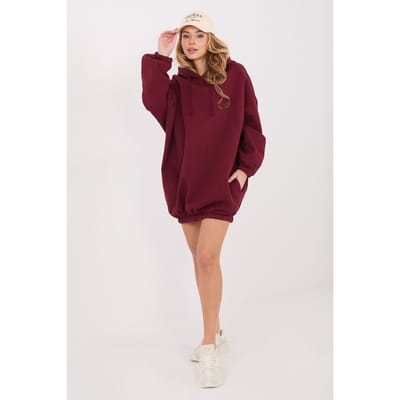 Cozy Motion Hoodie Dress - Bordeaux / One Size