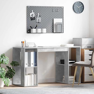 vidaXL - Bureau - Beton - Grijs - Bewerkt - hout - 130 - x - 50,5 - x - 75 - cm