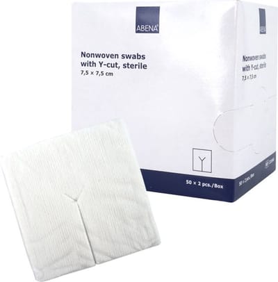 Abena Splitkompressen - 100 Stuks - Absorberend Verband - 4 Laags Kompressen - Katheter en Drain Kompressen - 7,5 cm x 7,5 cm - Per 2 stuks Verpakt