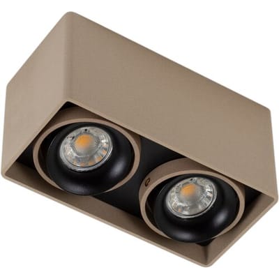 KS Verlichting - plafondlamp - Bjorn - 2 spot - GU10 - dimbare lamp - vierkant - opbouwspot - aluminium - champagne