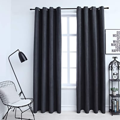 vidaXL - Gordijnen - verduisterend - met - ringen - 2 - st - 140x245 - cm - antraciet