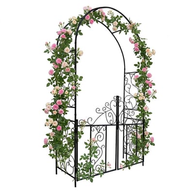 Rozenboog met deur - 230 x 130 x 38 cm - metaal