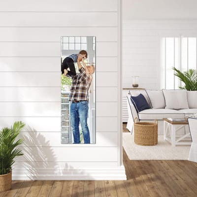 Wandspiegeltegels 4 Stuks 35,6 x 28 cm - Frameloze Glazen Spiegels voor Slaapkamer, Woonkamer, Badkamer en Fitnessstudio