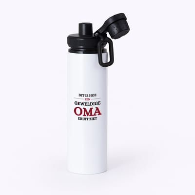 Hacebo® - Geweldige oma eruit ziet waterfles met draaidop zwart - Oma - beste oma - verjaardagscadeau - cadeau voor oma - gift - water fles - 850ML