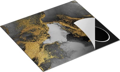 Chefcare Inductie Beschermer Abstracte Kunst - Donker Goud Marmer - 60x50 cm - Afdekplaat Inductie - Kookplaat Beschermer - Inductie Mat
