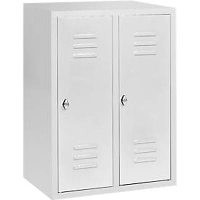 Halfhoge kledinglocker, 2 compartimenten, 300 mm, draaigrendelslot, lichtgrijs/lichtgrijs