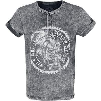 Rock Rebel by EMP - Rock T-shirt - T-Shirt in Vintage Optik und Knopfleiste - S tot 4XL - voor Mannen - zwart