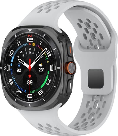 By Qubix - Compatible Samsung bandje - Siliconen sportband Holes Style - Lichtgrijs - Geschikt voor Samsung Galaxy Watch Ultra / Ultra 2 - 47mm