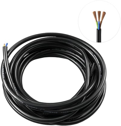 Jhubersproducts - Elektrische kabel - 5 meter - Flexibel en duurzaam - Zwart - 3 x 0.5 mm² - Voor huishoudelijke toepassingen - 20