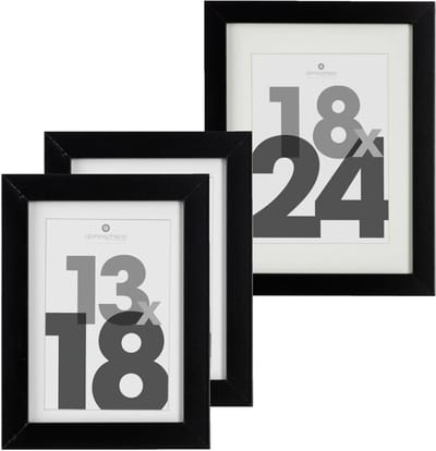 Atmosphera Fotolijstjes set van 3x stuks - 1x voor 18 x 24 cm - 2x voor 13 x 18 cm - zwart - modern/strak ontwerp
