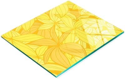 Multifunctionele decoratieve snijplank van gehard staal voor de keuken met gele bloemen, 60x52 cm