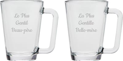 Theeglas gegraveerd - 26cl - Le Plus Gentil Beau-père & La Plus Gentille Belle-mère