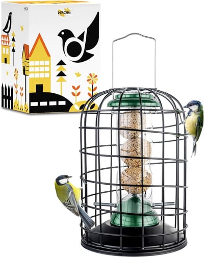 Hangende Vogelvoederhouder voor Vetbollen, Duurzaam Metaal, UV-bestendig, Geschikt voor Wilde Vogels, 20 cm Hoog