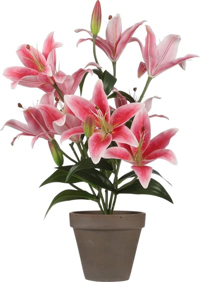 Mica Decorations Tigerlily/tijgerlelie kunstplant - fuchsia - 47 cm - Kunstplanten/nepplanten