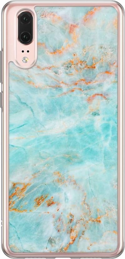 Casimoda® hoesje - Geschikt voor Huawei P20 - Turquoise Marmer - Siliconen/TPU - Soft Case - Blauw - Marmer