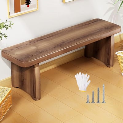 Houten Bank - Zitbank Tuin - Buiten Zitten - Corrosiewerend Massief Hout - L31 x B7.9 inch - Walnoot Afwerking
